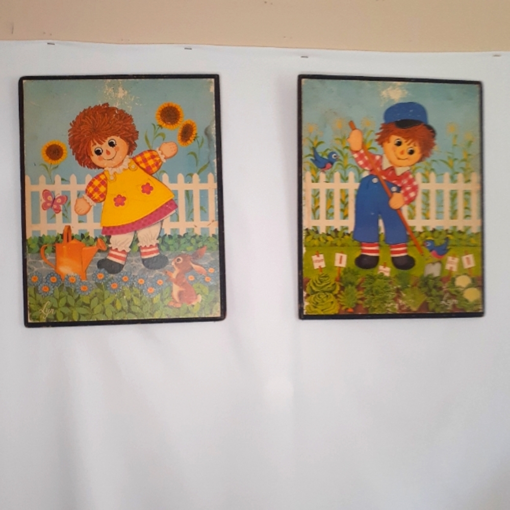 Raggedy Ann & Andy Vintage Charming Children's Wall Art Set